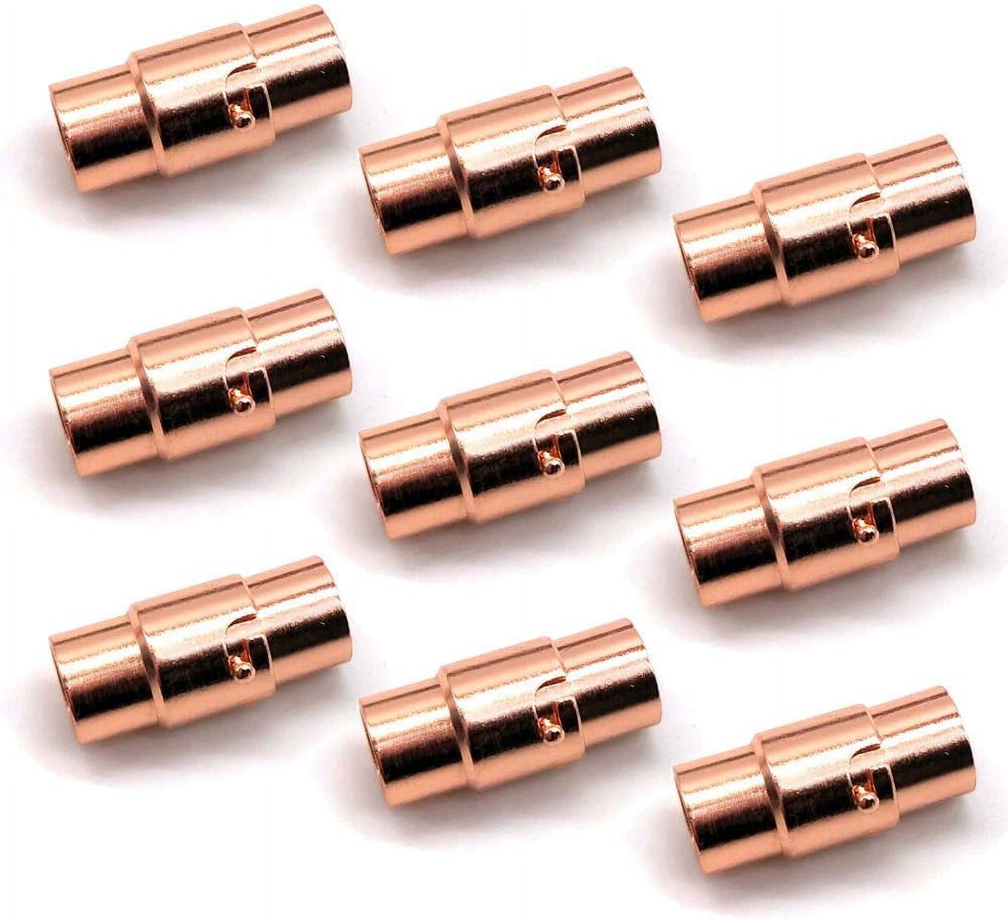 QUMENEY 10 PCS Magnetic Jewellery Bracelet Clasps for Leather Necklace Bracelet Cord End Caps for Jewellery Making (Rose Gold, 3 mm)